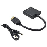 Max 1080p HDMI Male to VGA Female 3.5mm Audio Cable Converter Adapter Black