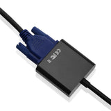 Max 1080p HDMI Male to VGA Female 3.5mm Audio Cable Converter Adapter Black
