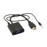 Max 1080p HDMI Male to VGA Female 3.5mm Audio Cable Converter Adapter Black