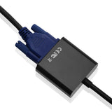 Max 1080p HDMI Male to VGA Female 3.5mm Audio Cable Converter Adapter Black