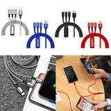 Maxbell 3 in 1 Multi USB Phone Charging Sync Braided Cable for IPhone Android Gray