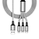 Maxbell 3 in 1 Multi USB Phone Charging Sync Braided Cable for IPhone Android Gray