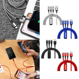 Maxbell 3 in 1 Multi USB Phone Charging Sync Braided Cable for IPhone Android Gray