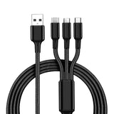 Maxbell 3 in 1 Multi USB Phone Charging Sync Braided Cable for IPhone Android Black