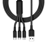 Maxbell 3 in 1 Multi USB Phone Charging Sync Braided Cable for IPhone Android Black