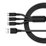 Maxbell 3 in 1 Multi USB Phone Charging Sync Braided Cable for IPhone Android Black