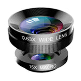 Max Seven-in-one set of mobile phone lenses Fisheye Wide Angle+Macro Lens Black