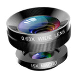 Max Seven-in-one set of mobile phone lenses Fisheye Wide Angle+Macro Lens Black