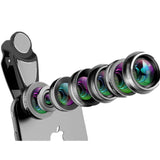 Max Seven-in-one set of mobile phone lenses Fisheye Wide Angle+Macro Lens Black