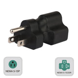 Maxbell 15A to 20A Plug Converter Nema 5-15P to 5-15R/5-20R 20A Comb AC Adapter