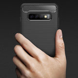 Max Carbon Fiber TPU Soft Cover Suitable for Samsung Galaxy S10 Plus Black