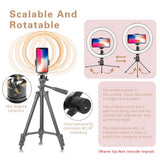 Max 10" Led Selfie Ring Live Light Phone Stream Makeup Holder Tripod Black 2
