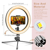 Max 10" Led Selfie Ring Live Light Phone Stream Makeup Holder Tripod Black 2