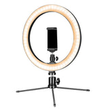 Max 10" Led Selfie Ring Live Light Phone Stream Makeup Holder Tripod Black 2