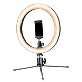 Max 10" Led Selfie Ring Live Light Phone Stream Makeup Holder Tripod Black 2