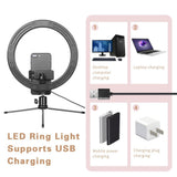 Max 10" Led Selfie Ring Live Light Phone Stream Makeup Holder Tripod Black 2