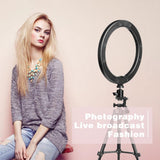 Max 10" Led Selfie Ring Live Light Phone Stream Makeup Holder Tripod Black 2