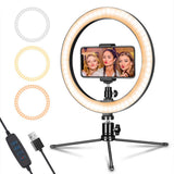 Max 10" Led Selfie Ring Live Light Phone Stream Makeup Holder Tripod Black 2