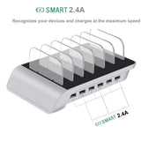 Maxbell Multi Port Fast Charging USB Phone Charger Station Dock Stand US Plug Silver
