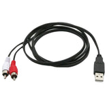 Max USB A Male Plug To 2 RCA Female AV Cable Adapter TV Television Cable 1.5m
