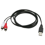 Max USB A Male Plug To 2 RCA Female AV Cable Adapter TV Television Cable 1.5m