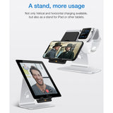 Maxbell 2in1 Phone Charging Station Wireless Fast Charger+Bracket for iWatch Silver