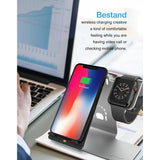 Maxbell 2in1 Phone Charging Station Wireless Fast Charger+Bracket for iWatch Silver