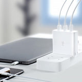 Maxbell 3 USB Ports Multiple Power Adapter with Foldable Plug White for iPhone