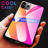 Max Luxury Glass NEVER GIVE UP BE YOURSELF Phone Case for iPhone 11 NEW! 5.8inch