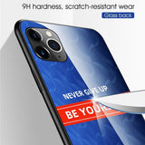 Maxbell Luxury Glass NEVER GIVE UP BE YOURSELF Phone Case for iPhone 11 6.5inch - Aladdin Shoppers