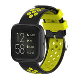 Maxbell Silicone Wristband For Fitbit Versa2 Smart Watch Replacement Black+Yellow
