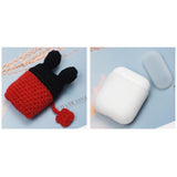 Maxbell Winter knit Cute cartoon Silicone Earphone Case For AirPods cover black+red