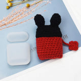 Maxbell Winter knit Cute cartoon Silicone Earphone Case For AirPods cover black+red
