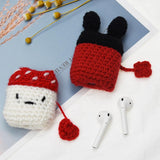 Maxbell Winter knit Cute cartoon Silicone Earphone Case For AirPods cover black+red
