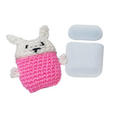 Maxbell Winter knit Cute cartoon Silicone Earphone Case For AirPods cover pink+white