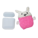 Maxbell Winter knit Cute cartoon Silicone Earphone Case For AirPods cover pink+white