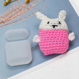 Maxbell Winter knit Cute cartoon Silicone Earphone Case For AirPods cover pink+white