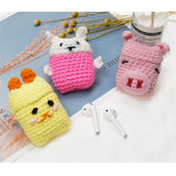 Maxbell Winter knit Cute cartoon Silicone Earphone Case For AirPods cover pink+white