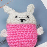 Maxbell Winter knit Cute cartoon Silicone Earphone Case For AirPods cover pink+white