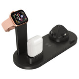Max 3 in1 Qi Wireless Charger Dock Stand Fast Charging For iPhone iWatch Black