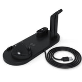 Max 3 in1 Qi Wireless Charger Dock Stand Fast Charging For iPhone iWatch Black