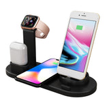 Max 3 in1 Qi Wireless Charger Dock Stand Fast Charging For iPhone iWatch Black