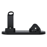 Max 3 in1 Qi Wireless Charger Dock Stand Fast Charging For iPhone iWatch Black