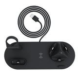 Max 3 in1 Qi Wireless Charger Dock Stand Fast Charging For iPhone iWatch Black