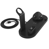 Max 3 in1 Qi Wireless Charger Dock Stand Fast Charging For iPhone iWatch Black
