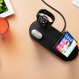 Max 3 in1 Qi Wireless Charger Dock Stand Fast Charging For iPhone iWatch Black