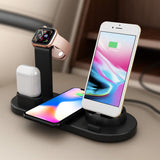 Max 3 in1 Qi Wireless Charger Dock Stand Fast Charging For iPhone iWatch Black
