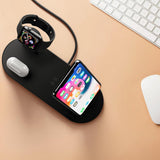 Max 3 in1 Qi Wireless Charger Dock Stand Fast Charging For iPhone iWatch Black
