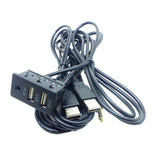 Max 1.5M Car Vehicle Universal AUX 2 USB Audio Dashboard Mounted Extension Cable