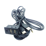 Max 1.5M Car Vehicle Universal AUX 2 USB Audio Dashboard Mounted Extension Cable